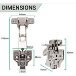 35mm Clip On Sprung Soft Close Kitchen Cabinet Hinge - FULL OVERLAY 165 Deg c/w Euro Screw on Plate - tradefit - 3