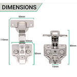 35mm Clip On Sprung Soft Close Kitchen Cabinet Hinge - INSET 110 Deg c/w Euro Screw on Plate - tradefit - 3