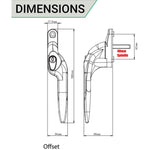 Yale Quartus Cranked Window Handle Left Hung - 40mm Spindle - White - tradefit - 3