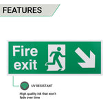 Fire Exit Sign Arrow Man Down Right 400x150mm Self Adh Semi Rigid PVC - tradefit - 3