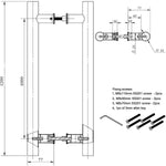 Guardsman Entrance Pull Handles - Back To Back Fix - 1200 x 32mm 1000mm c/c - Satin Stainless Steel - tradefit - 2