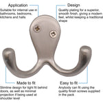 Double Robe Hook - Satin Nickel - Pack of 4 - tradefit - 2