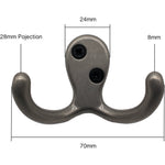 Double Robe Hook - Satin Nickel - Pack of 4 - tradefit - 3