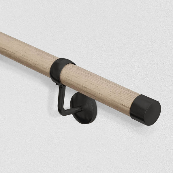 Handrail Kit Wooden / Timber - Interior Use - 3600mm - Driftwood / Matt Black - tradefit - Featured Image