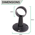 Wardrobe Rail Centre Bracket - 25x65mm - Matt Black - tradefit - 3