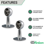Wardrobe Rail Drop End Bracket Suit 25mm Diameter Rail Polished Chrome - Pack of 2 - tradefit - 2