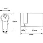 Euro Single Cylinder Lock - 40mm - Satin Chrome - Keyed to Differ - tradefit - 2