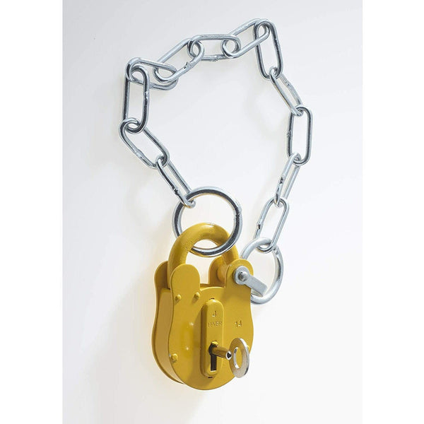FB14 Yellow Chain Type London Fire Brigade Padlock - FB Key Operated - tradefit - Featured Image