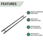 Guardsman Entrance Pull Handles - Back To Back Fix - 1200 x 32mm 1000mm c/c - Matt Black - tradefit - 4