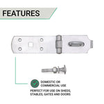 Heavy Secure Bolt On Hasp & Staple - 8 inch - Galvanised - tradefit - 3