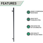 Guardsman Entrance Pull Handle - Bolt Fix - 800 x 32mm 600mm c/c - Matt Black - tradefit - 3