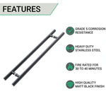 Guardsman Entrance Pull Handles - Back To Back Fix - 1800 x 32mm 1600mm c/c - Matt Black - tradefit - 4
