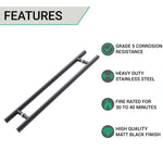 Guardsman Entrance Pull Handles - Back To Back Fix - 800 x 32mm 600mm c/c - Matt Black - tradefit - 4