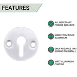 Keyhole Escutcheon - 32mm - Satin Aluminium - tradefit - 2