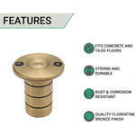 Brass Dust Socket for Flush Bolts - 20 x 35mm - Florentine Bronze - tradefit - 2