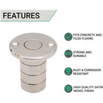 Brass Dust Socket for Flush Bolts - 20 x 38mm - Satin Nickel - tradefit - 2