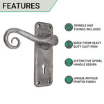 Iron Lever Curly Rustic Pewter Lock Set - tradefit - 2