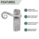 Iron Lever Curly Rustic Pewter Latch Set - tradefit - 2