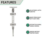 Iron Shepherd Crook Casement Stay Rustic Patina 200mm / 8inch - tradefit - 2