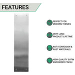 Door Finger Push Plate - 305x76mm - Satin Aluminium - tradefit - 2