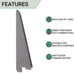 Twin Slot Shelving - Bracket - Black - 170mm - tradefit - 3
