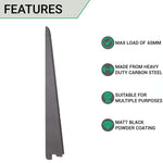 Twin Slot Shelving - Bracket - Black - 320mm - tradefit - 3