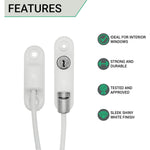 Cable Window Restrictor With Fixings - BS EN 1435 Tested - White - tradefit - 2