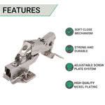 35mm Clip On Sprung Soft Close Kitchen Cabinet Hinge - INSET 165 Deg c/w Euro Screw on Plate - tradefit - 2