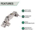 35mm Clip On Sprung Soft Close Kitchen Cabinet Hinge - FULL OVERLAY 165 Deg c/w Screw on Plate - tradefit - 2