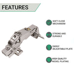 35mm Clip On Sprung Soft Close Kitchen Cabinet Hinge - HALF OVERLAY 165 Deg c/w Screw on Plate - tradefit - 2