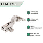 35mm Clip On Sprung Soft Close Kitchen Cabinet Hinge - INSET 110 Deg c/w Screw on Plate - tradefit - 2