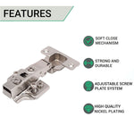 35mm Clip On Sprung Soft Close Kitchen Cabinet Hinge - FULL OVERLAY 110 Deg c/w Euro Screw on Plate - tradefit - 2
