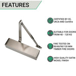 Fire Door Closer - Power Size 3 - 6 - Satin Nickel - tradefit - 3