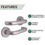 Return To Door Lever on Rose Door Handles - 19 x 52mm - Satin Aluminium - tradefit - 3