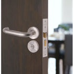 Return To Door Lever on Rose Handle Bathroom Lock Kit - Satin Stainless Steel - 102mm Hinges - 80mm Lock - tradefit - 4