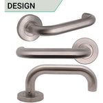 Return To Door Handle Lever on Round Rose FD30/60 - 19x52mm 8mm Sprung Rose - Satin Stainless Steel - tradefit - 5
