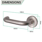 Return To Door Handle Lever on Round Rose FD30/60 - 19x52mm 8mm Sprung Rose - Satin Stainless Steel - tradefit - 4