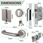 Return To Door Lever on Rose Handle Euro Cylinder Lock Kit - Satin Stainless - 44mm Backset Lock - tradefit - 3