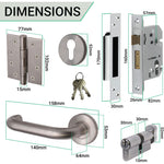 Return To Door Lever on Rose Handle Euro Cylinder Lock Kit - Satin Stainless Steel - 57mm Backset Lock - tradefit - 3