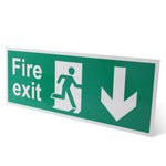 Fire Exit Sign Arrow Man DOWN 400x150mm Self Adh Semi Rigid PVC - tradefit - 6
