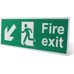 Fire Exit Sign Arrow Man Down Left 400x150mm Self Adh Semi Rigid PVC - tradefit - 6