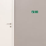 Fire Exit Sign Arrow Man Down Left 400x150mm Self Adh Semi Rigid PVC - tradefit - 5