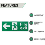Fire Exit Sign Arrow Man Left 400x150mm Self Adh Semi Rigid PVC - tradefit - 2