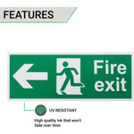 Fire Exit Sign Arrow Man Left 400x150mm Self Adh Semi Rigid PVC - tradefit - 3