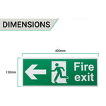 Fire Exit Sign Arrow Man Left 400x150mm Self Adh Semi Rigid PVC - tradefit - 4
