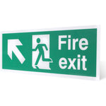 Fire Exit Sign Arrow Man Up LEFT 400x150mm Self Adh Semi Rigid PVC - tradefit - 6