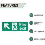 Fire Exit Sign Arrow Man Up LEFT 400x150mm Self Adh Semi Rigid PVC - tradefit - 2