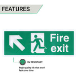 Fire Exit Sign Arrow Man Up LEFT 400x150mm Self Adh Semi Rigid PVC - tradefit - 3