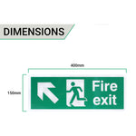 Fire Exit Sign Arrow Man Up LEFT 400x150mm Self Adh Semi Rigid PVC - tradefit - 4