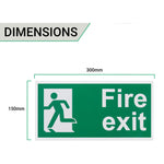 Fire Exit Sign Man Left 300x150mm Self Adh Semi Rigid PVC - tradefit - 4